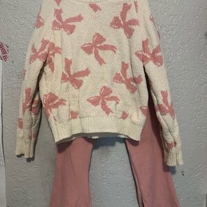 btween Cream and Pink Bow Sweater